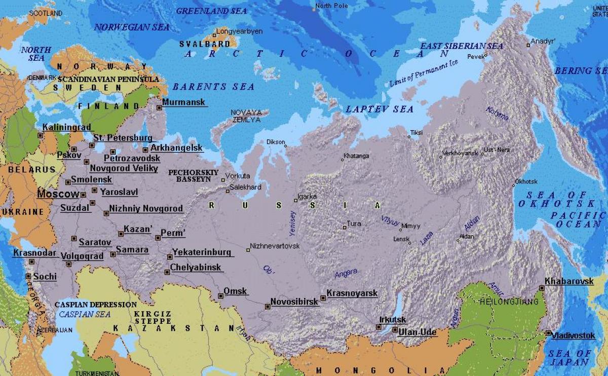 kart over Moskva i Russland