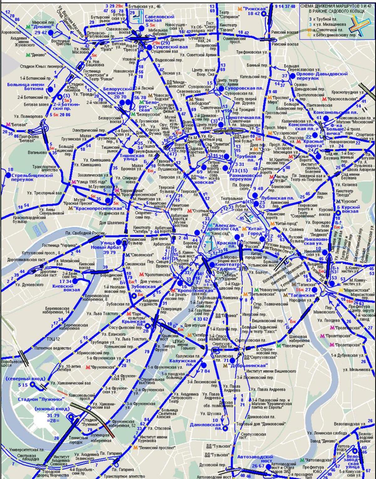 kart over Moskva trolleybuss