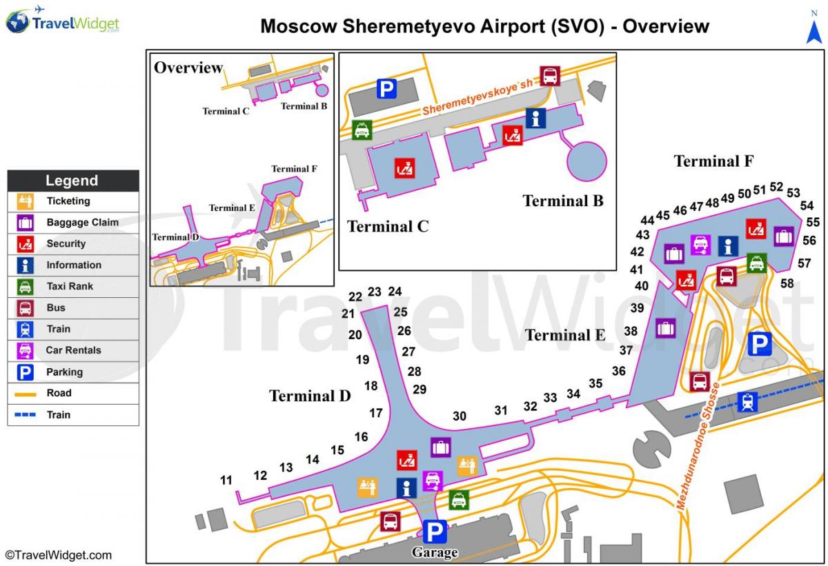 Sheremetyevo kart over terminaler
