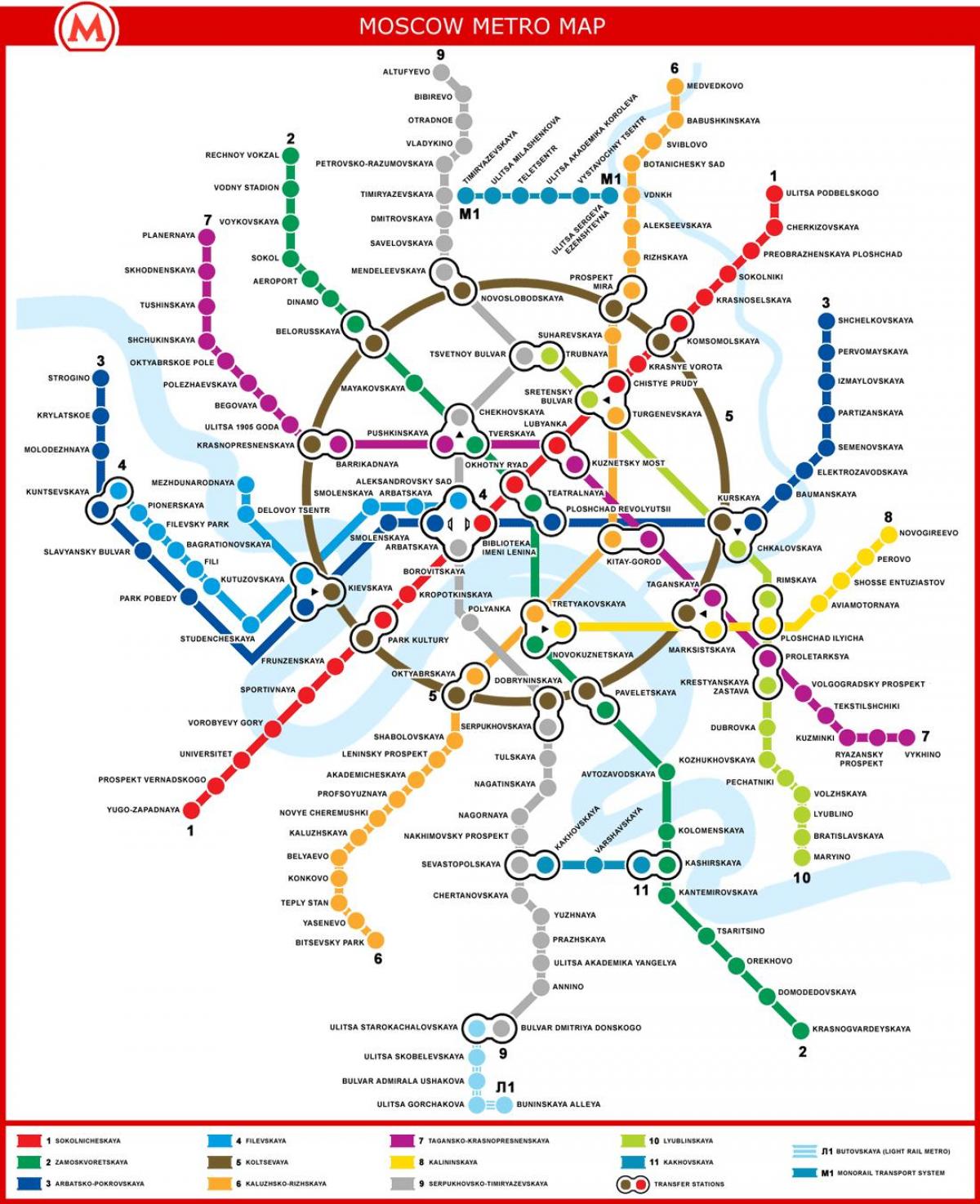 kart over t-banen i Moskva