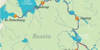 Kart over St. Petersburg til Moskva cruise